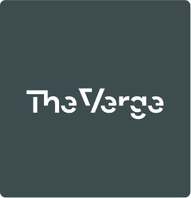 The Verge logo in white, stylized typography on a dark teal rounded-square background.